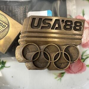 3 USA Olympic Brass Buckles 1984 & 1988